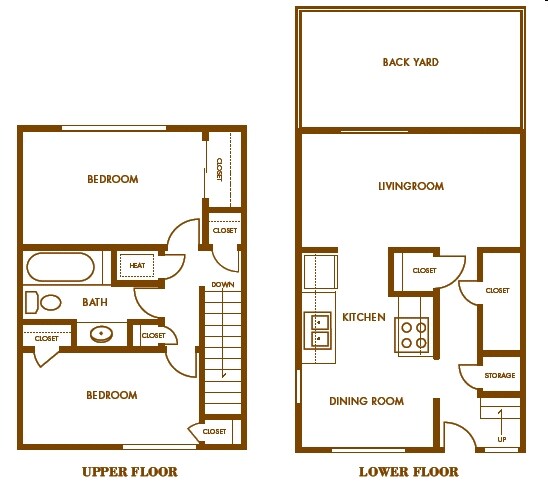 2 Bedroom 1 Bath 10 floor plan